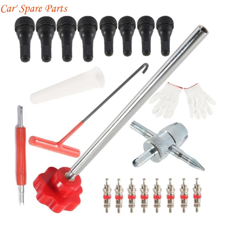 Y4UA Portable 22pcs Tire Repair set Corrosion Resistant Valves Cores Removal for Car & Outdoor Enthusiasts Facing Emergencies