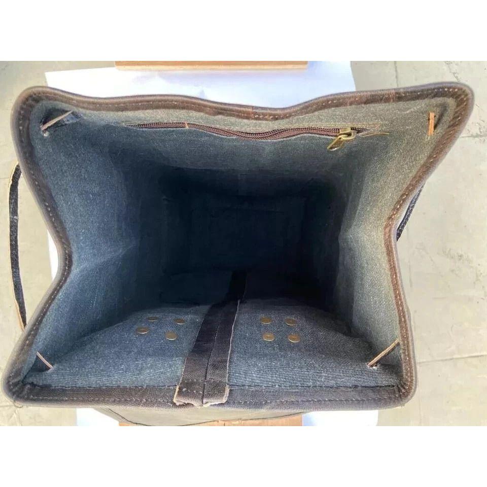 Leather Vintage Laptop New Backpack Travel Rucksack Bag Genuine Goat Men'S