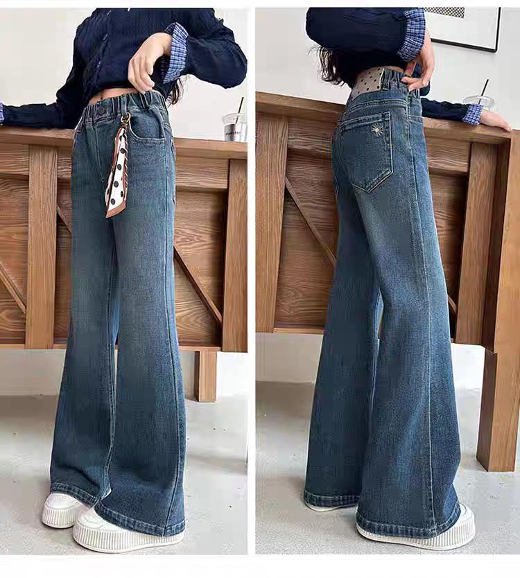 Girls' Plus Velvet Flare Jeans: Autumn/Winter 2025 - Thickened Casual Pants for Big Kids