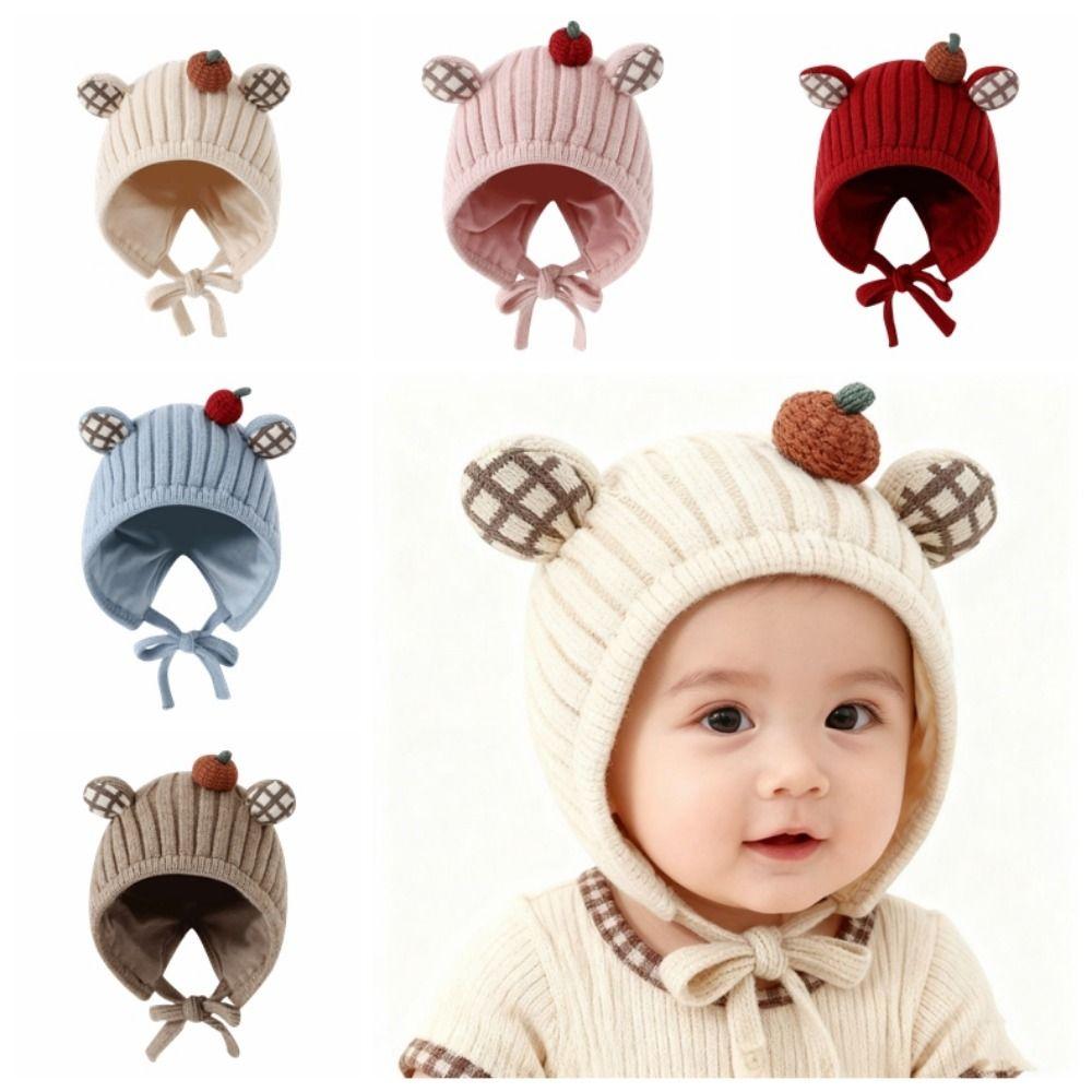 Cute Toddler's Plush Knitted Hat Cold-Resistant Kids Ear Protection Hat  Photography Props