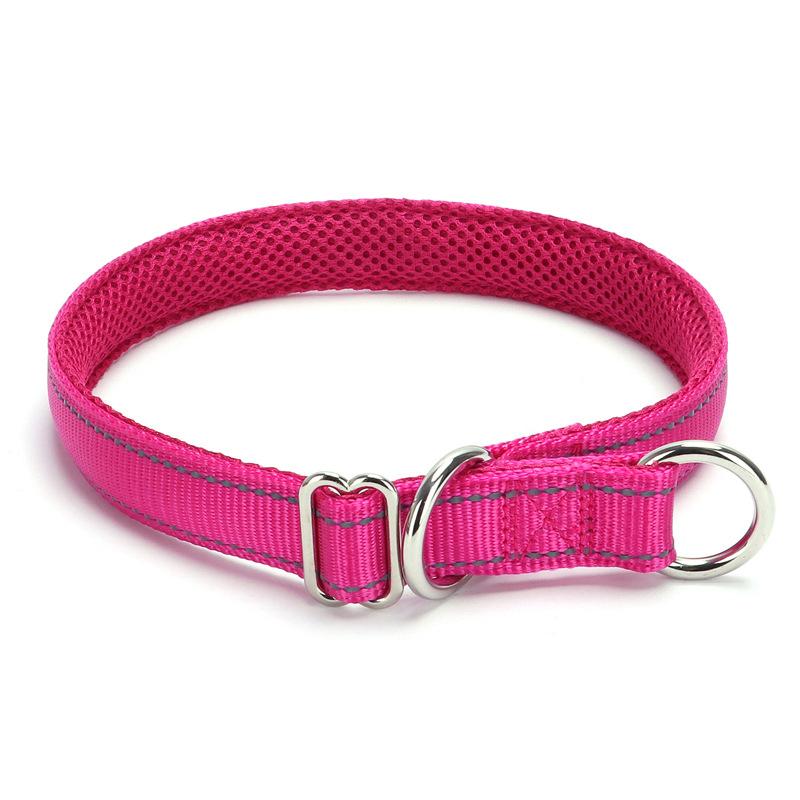 Adjustable Pet Collar Nylon Reflective Mesh Lined Anti-Suffocation P Chain Dog Chain Dog Collar for Medium & Large Dogs Training