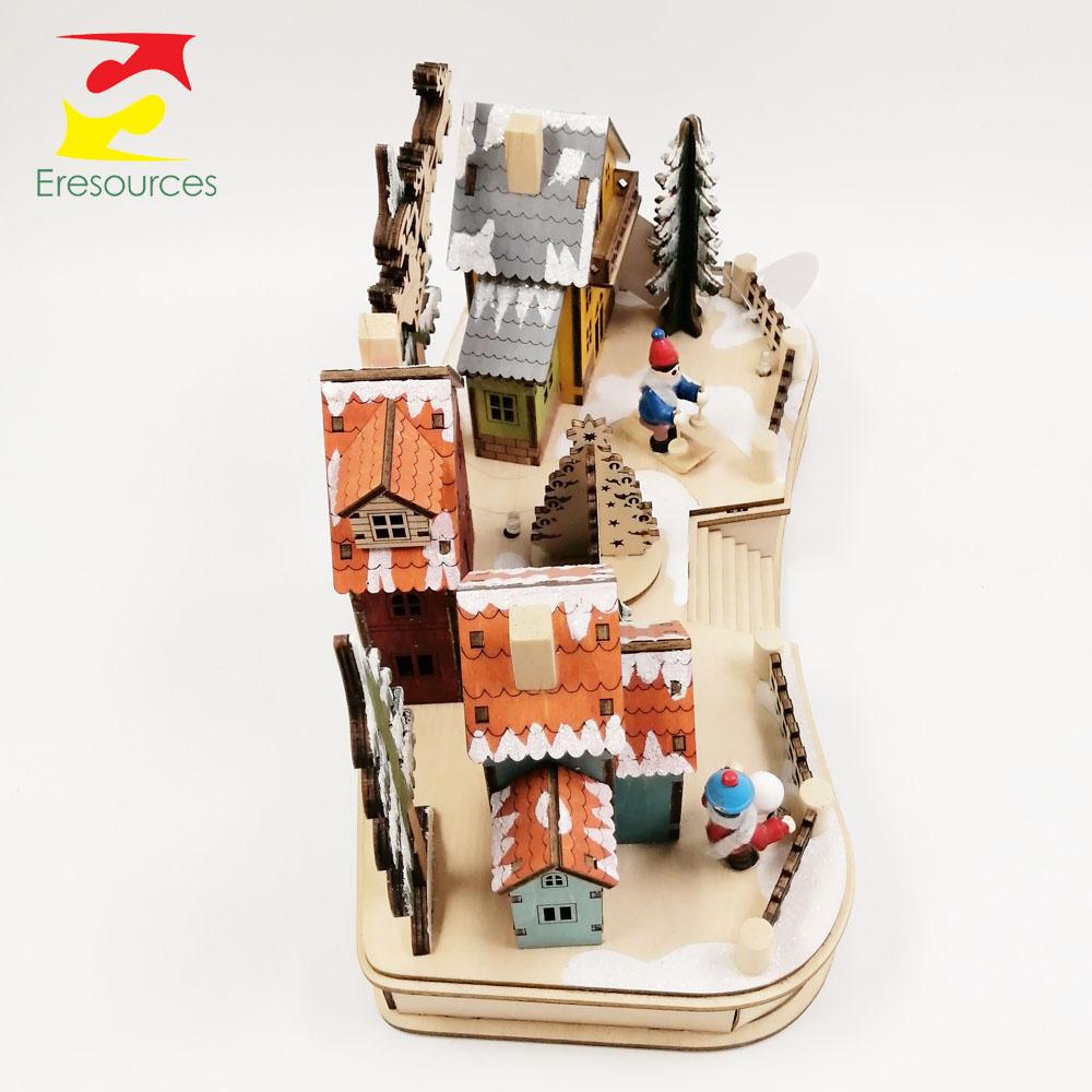 Laser Cut Wooden Christmas Village Scene Hand-Crafted Christmas House Decorations