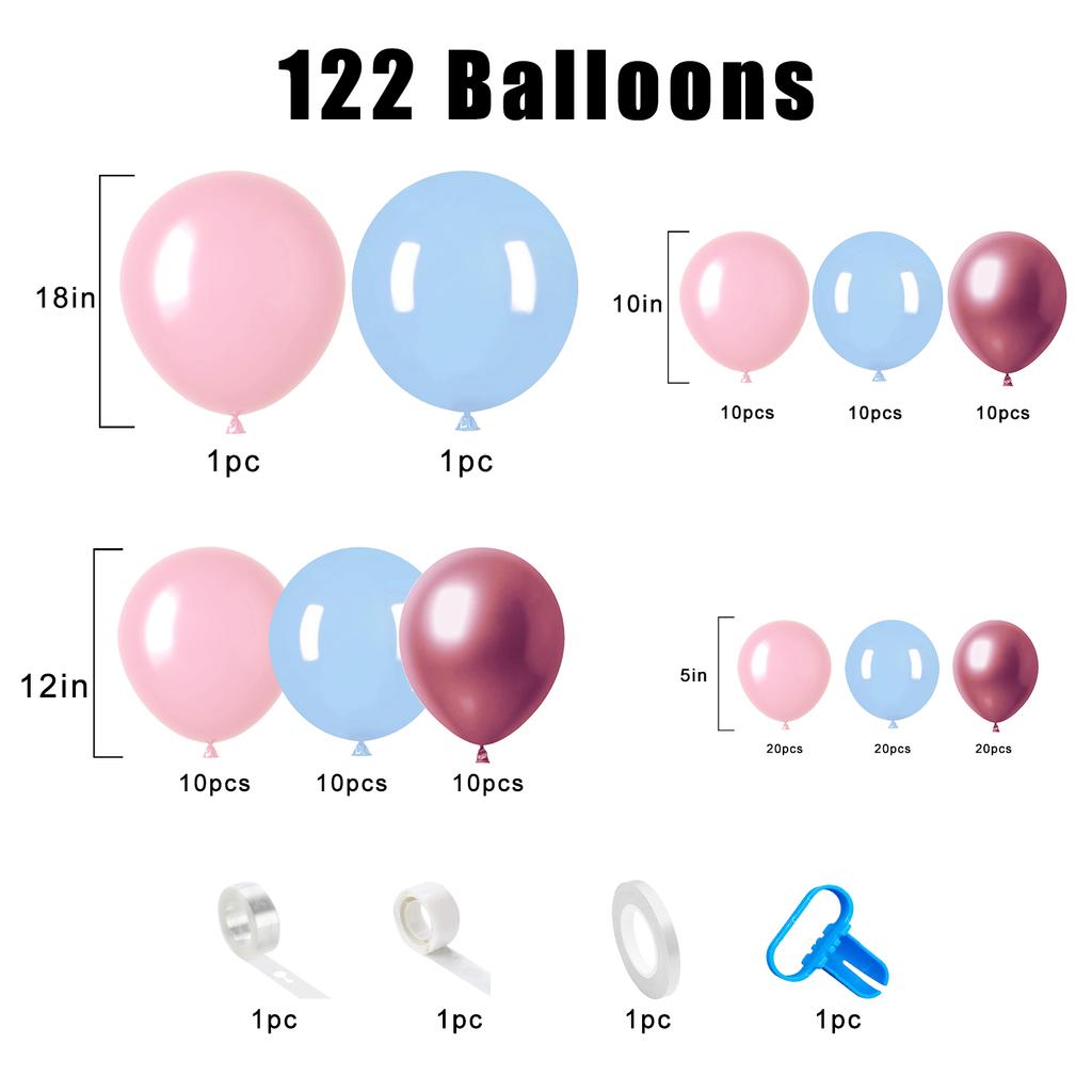 109Pcs multi-color latex balloon set suitable for birthday parties, weddings, Valentine's Day party decoration