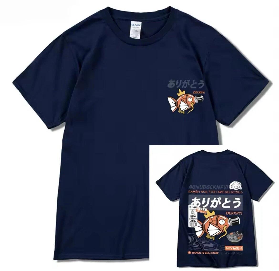 

Japanese Fun Ramen Fish Print T Shirt Graphic Tee Japanese Harajuku Gift 3XL