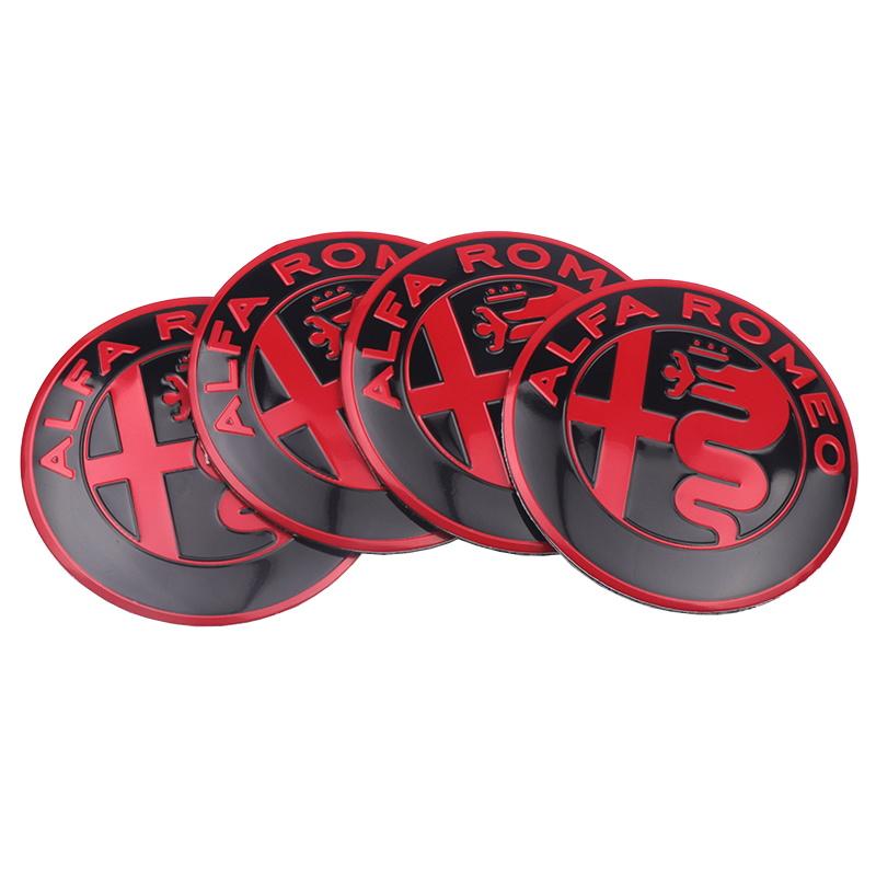 DCBLH1 4Pcs Car Styling Car Wheel Hub Center Cap Badge Stickers For Alfa Romeo Giulia Stelvio MiTo Giulietta Tonale ALFA 4C Mito