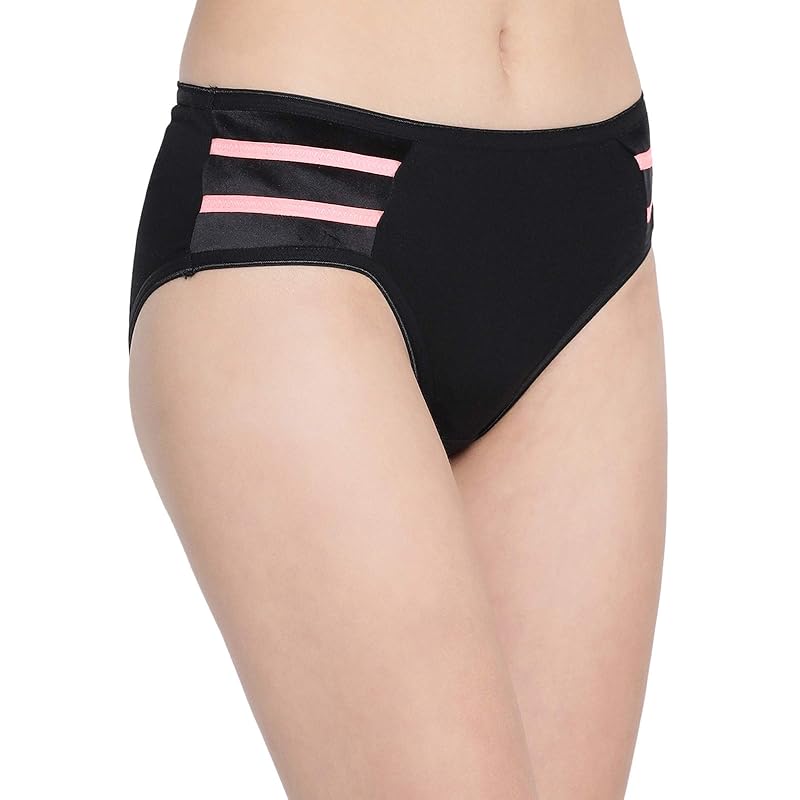 Clovia Women S Cotton Mid Waist Hipster Panty With Powernet Panels (Pn2866P13_Black_S) S чёрный