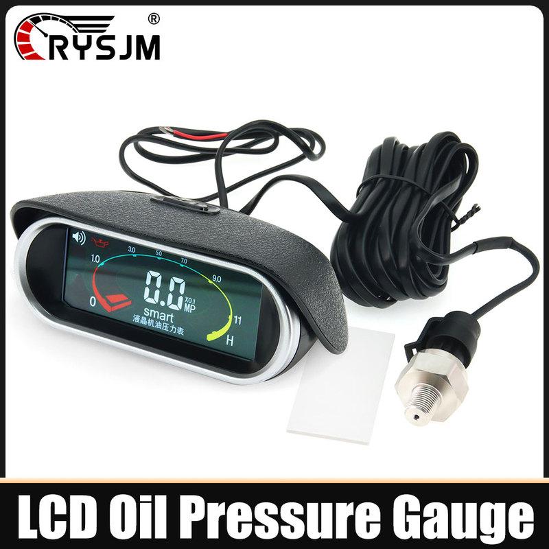 Smart Digital Car LCD Oil Pressure Gauge with Oil Press Sensor Auto Meter Intelligent Automotive Instrument Panel Press Alarm