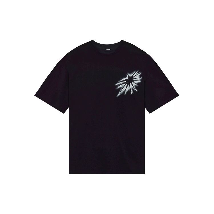 We11done Ss22 Star Pattern Printed Rhinestone Logo Short Sleeve T-Shirt Unisex Tops Black WD-TT1-22-626-U-BK