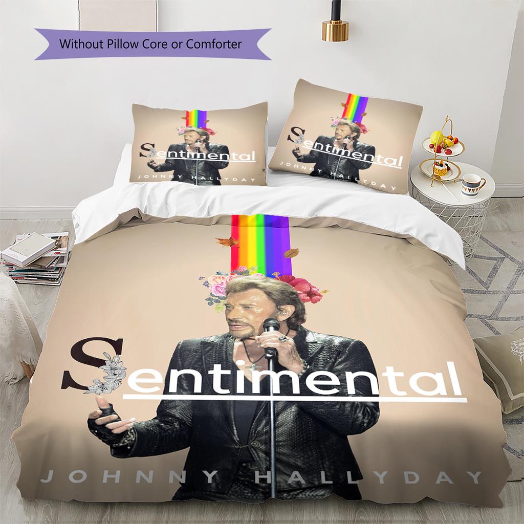 1PC Johnny Hallyday pattern Bedding Quilt Set Quilt Cover Pillowcase Home Decoration Birthday Gift (1 * duvet cover + 19 * pillowcase, without core)