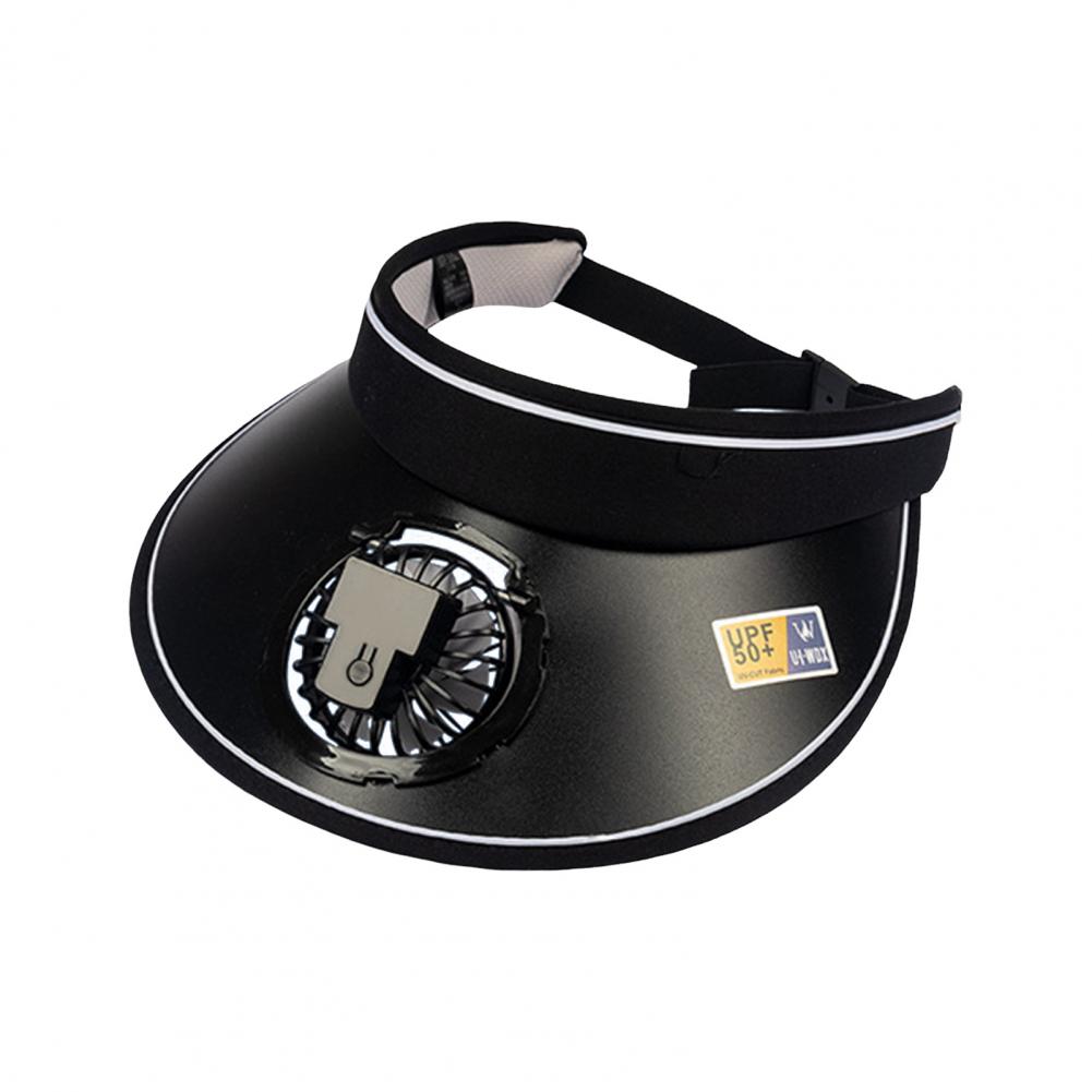 

Сонцезахисний капелюх регульований жіночий літній капелюх з вентилятором, що заряджається, широкий козирок сонцезахисна шапка для подорожей, садівництва China чорний