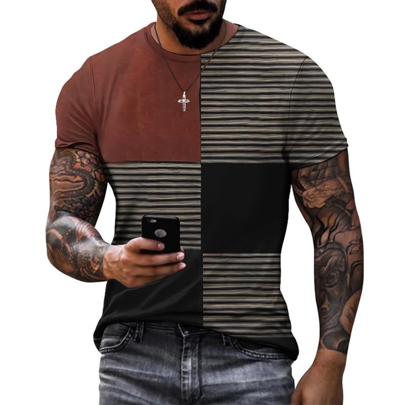 Nové pánské tričko ležérní s krátkým rukávem jednoduché 3D prošívání polyesterové letní kulatý výstřih pulovr personalizovaný sportovní top