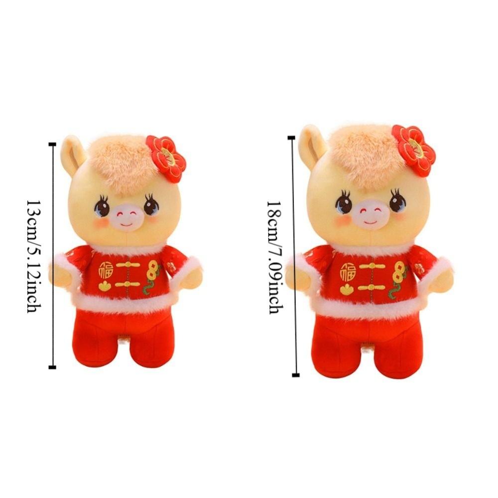 Süße Pony-Stoffpuppe Rotes Neujahrsmaskottchen Traditionelles Glücks-Pony-Spielzeug Frühlingsfest