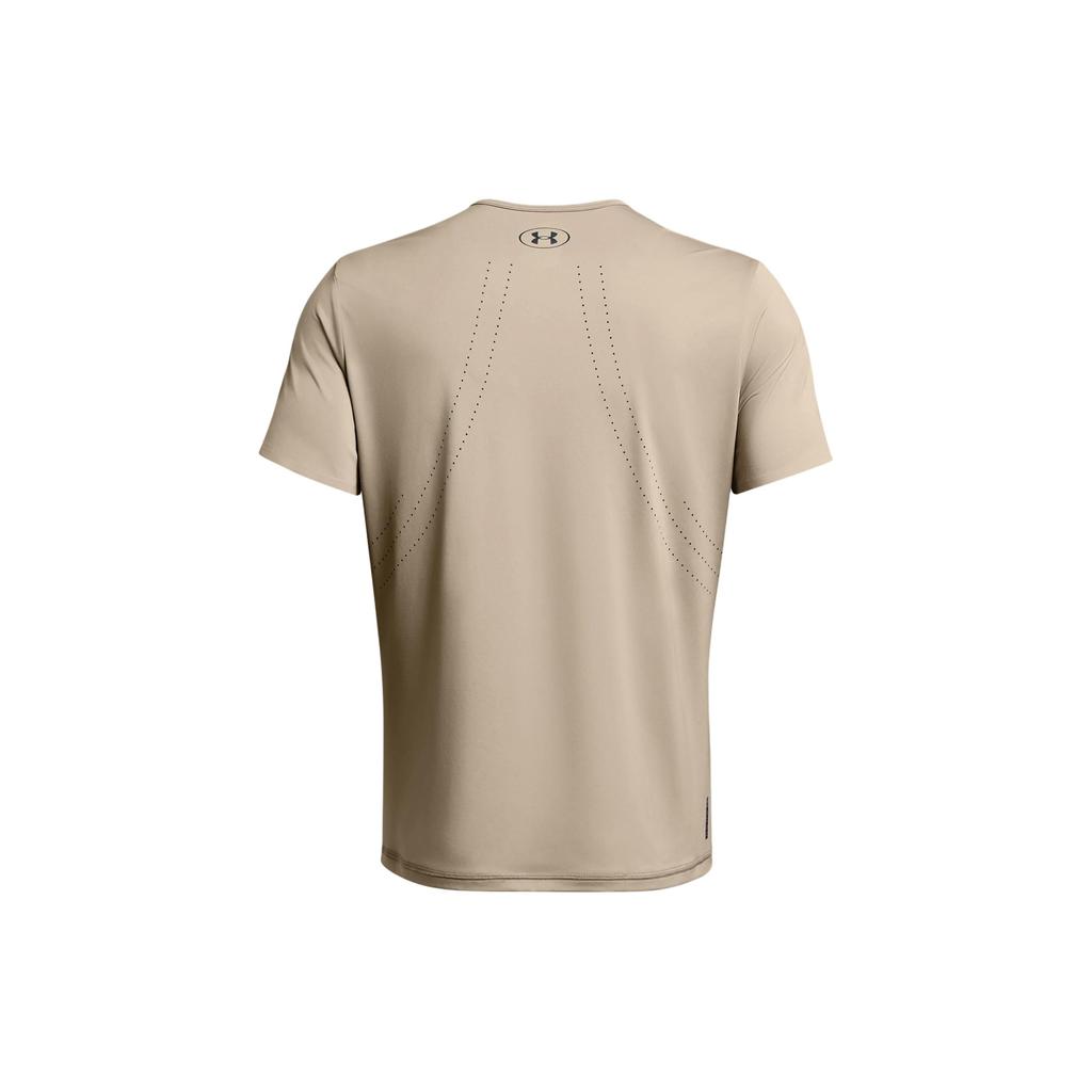 Under Armour Solid Logo Breathable Crew Neck Short Sleeve T-Shirt Men Tops Gray-Brown 1383668-203
