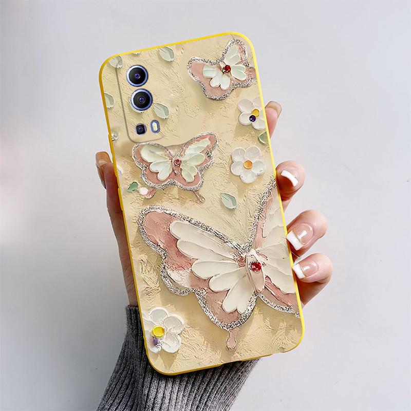 For Vivo Y72 5G Y52 5G Y75s 5G Phone Mask Back Cover 2024 Fashion Butterfly Astronaut Coque Capas For Vivo V2041 2053 Soft Case