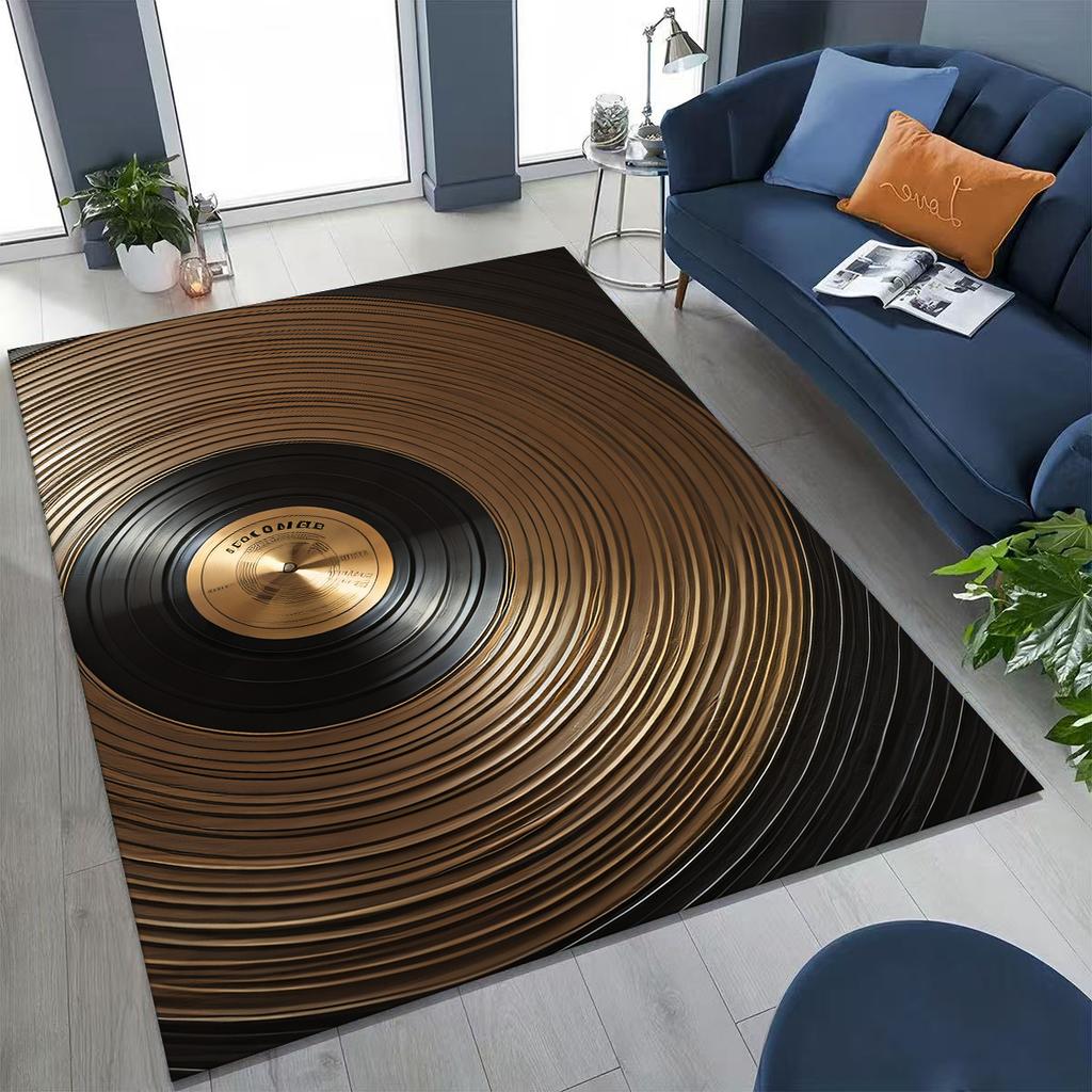 Vinyl Record Music Carpet DJ Screen Tape Rug for Bedroom Living Room Sofa Home Doormat Decor,Large Kid play Non-slip Floor Mat
