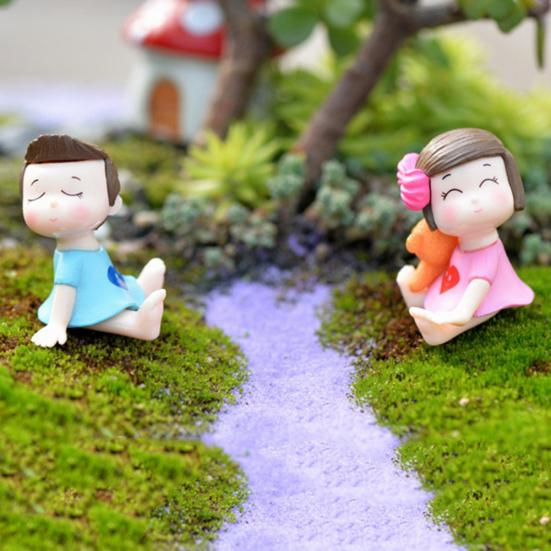 2ks Roztomilý Mašle Dívka Chlapec Milenci Mini Domeček pro panenky Mikro Krajina Miniaturní Ozdoby