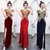 Chinese Toast Dress Bride Red New Spring Fish Tail Thin Wedding Cheongsam Evening Dress Women's Long Summer