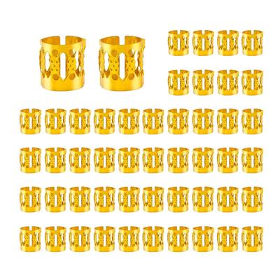 50PCS Gold & Silver Dreadlock Hair Extension Rings Set - Hollow Hair Accessories