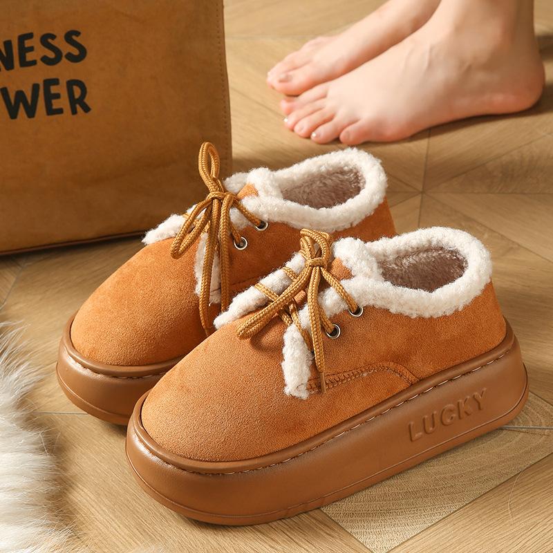 Women's Fashion Winter Outdoor Snow Boots Flat Fleece Lace Up Ankle Boots Classic Warm Short Boots