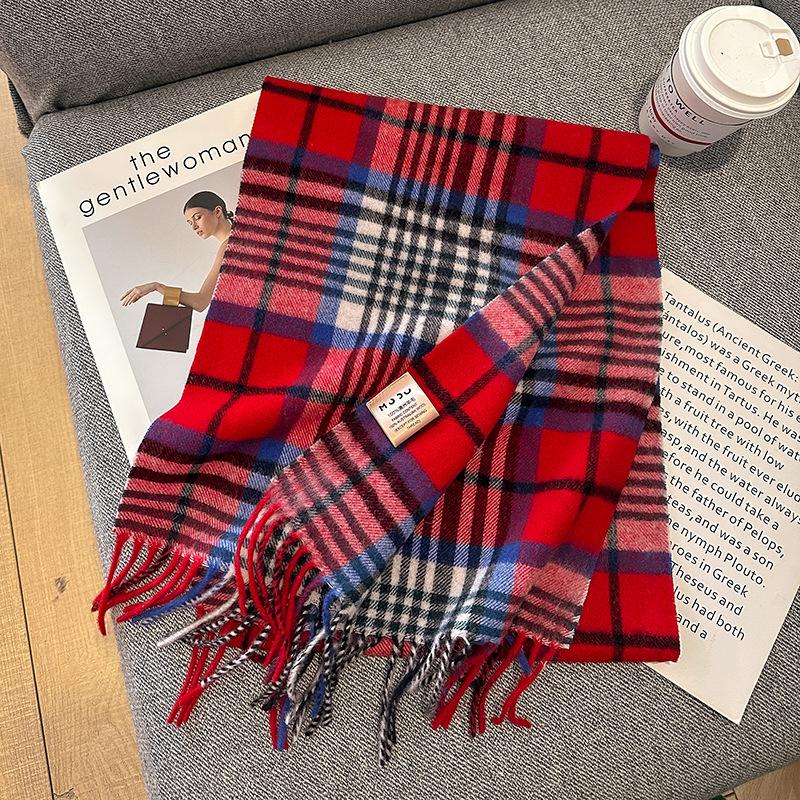 Small wool classic plaid simple winter fringed warm scarf female scarf student style