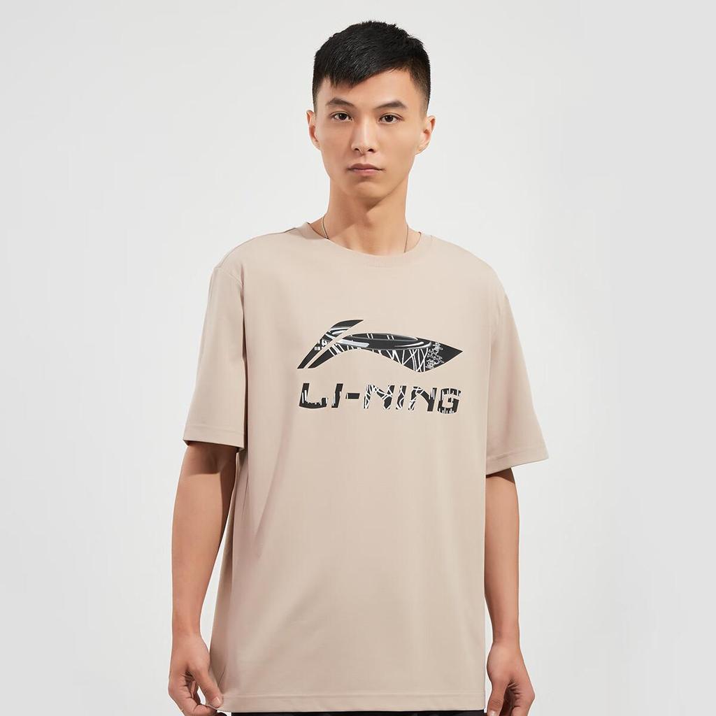 LI-NING Men's Short Sleeve T-Shirt Summer Skin-Friendly Comfortable Breathable Crew Neck Casual Fashion Loose Sports Top
