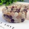 Gold Thread Jade Bracelet with Violet 8mm Round Beads - Women's Single Loop Accessory.