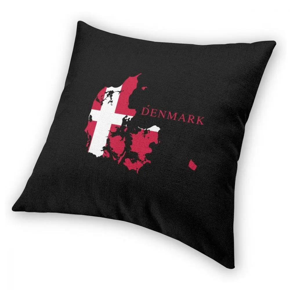 Denmark Map Flag Square Pillow Case Polyester Cushions for Sofa Vintage Cushion Covers