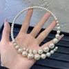 Faux Pearl Choker Necklace Women Elegant White Faux Pearl Necklace Sparkling Rhinestone Choker for Weddings Parties Dating