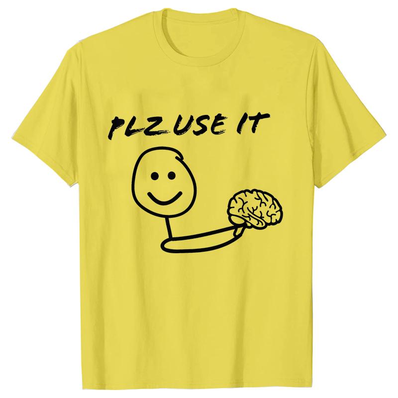 

Plz Use It Funny Female Tshirts Fashion Humor and Satire Brain Funny Design Graphic Y2k Tops Short Sleeve Tees Women Clothing S