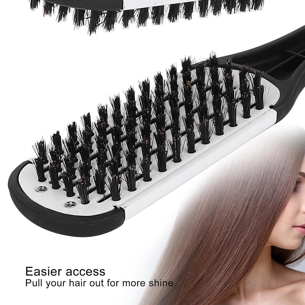 Double Brushes Comb, Clamp Hair Brush Double Sided Brush Hair Straightening DIY Salon Hairdressing Hair Straightener Dual Brush Comb Clamp Hair