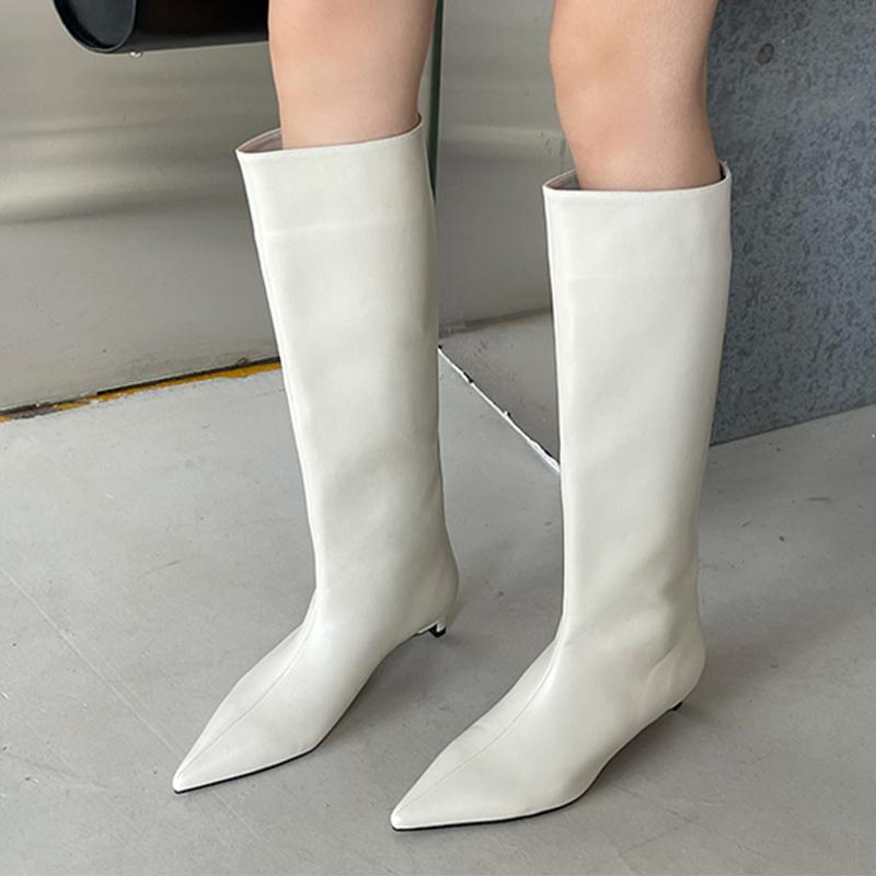 Fashion Long Boots Women Pointed Toe Low Heels Fashion Shoes Winter Knee High Boots 2025 Goth Designer Dress Chelsea Botas Para Mujer