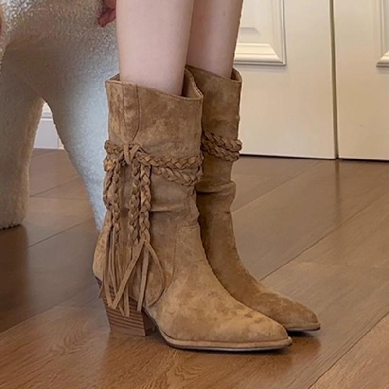 

Fashion High Heels Women Ankle Boots Pointed Toe Designer Chunky Shoes Fashion Woman Luxury Pumps 2025 New Winter Western Boots Mujer 40