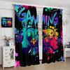 Game Curtains Cartoon Gamepad Boy Girls Teen Bedroom Neon Decorative Kitchen Living Room Curtain Set Panels Polyester Perfect For Area