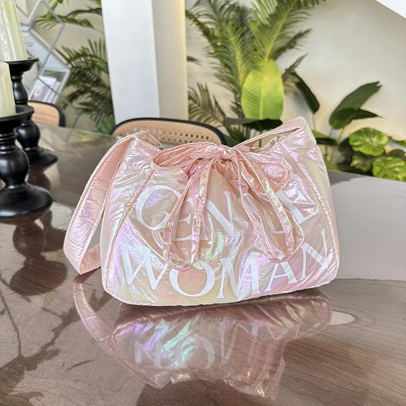 

Stylish Dumpling Bag, Small Letter Underarm Bag, Super Light Shoulder Bag, Colorful Upgraded Bubble Cott Crossbody Bag Purse светло-розовый