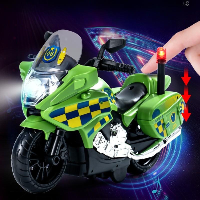Police Motorcycle Toy With Flashing Lights And Inertial Motion For Kids Play