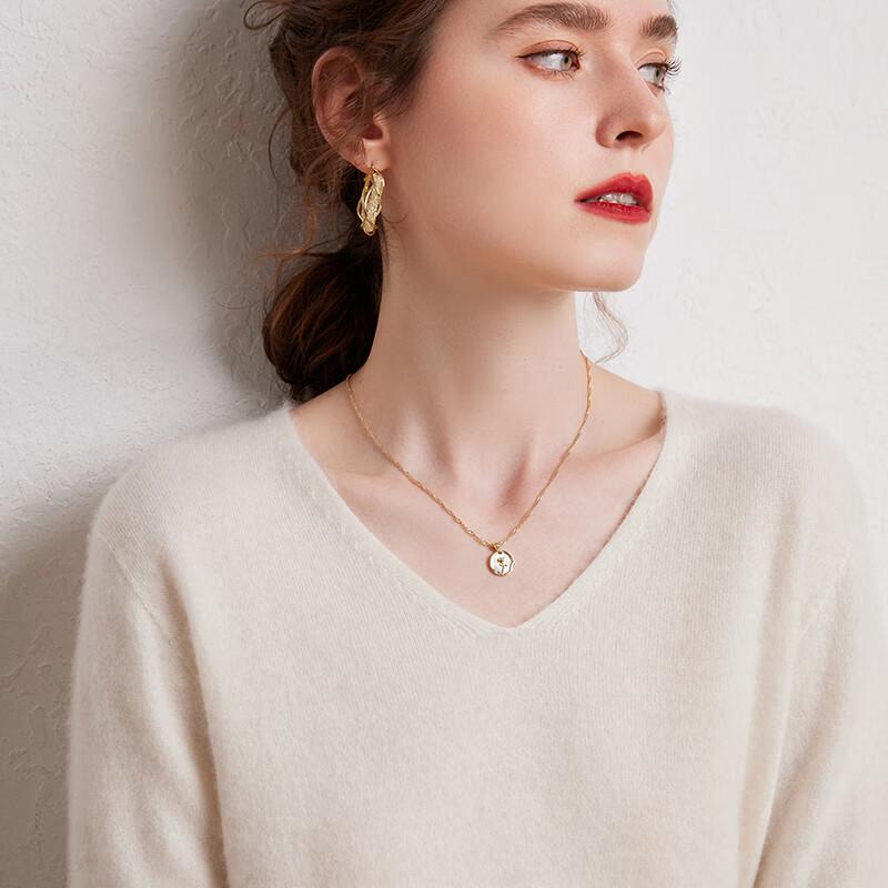 Fanzhen Women's 100% Cashmere V-Neck Sweater