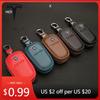 Bilklistermärke Tesla Läder Bilnyckelringar Fodral Plånbok Förvaringsväska för Tesla Model 3 ModelY ModelS ModelX Roadster Bilemblem Exter