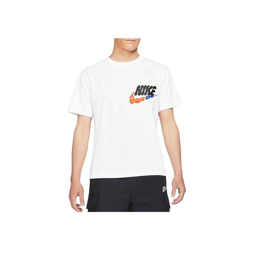 Nike Pocket Logo Print Sports Crew Neck T-Shirt Men Tops White DJ1344-100