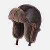 Winter Ushanka Hat Men Women's PU Pilot Aviator Bomber Hat Faux Fur Leather Snow Cap with Ear Flaps Hat