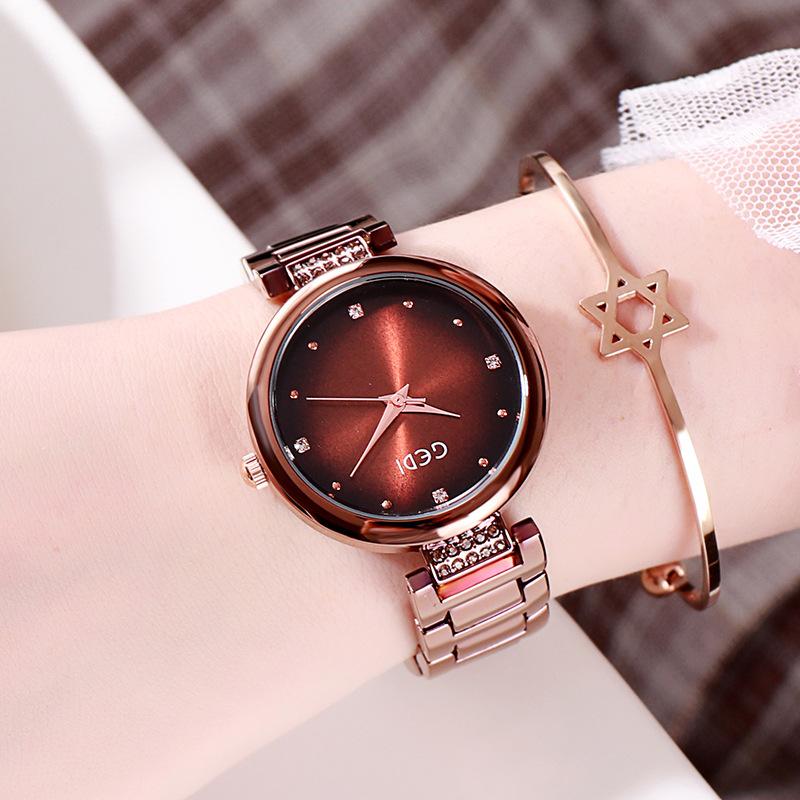 Simple Point Diamond Women S Steel Belt Watch With Colorful Women S Watch Fashion Casual Women S Quartz Watch Light Luxury