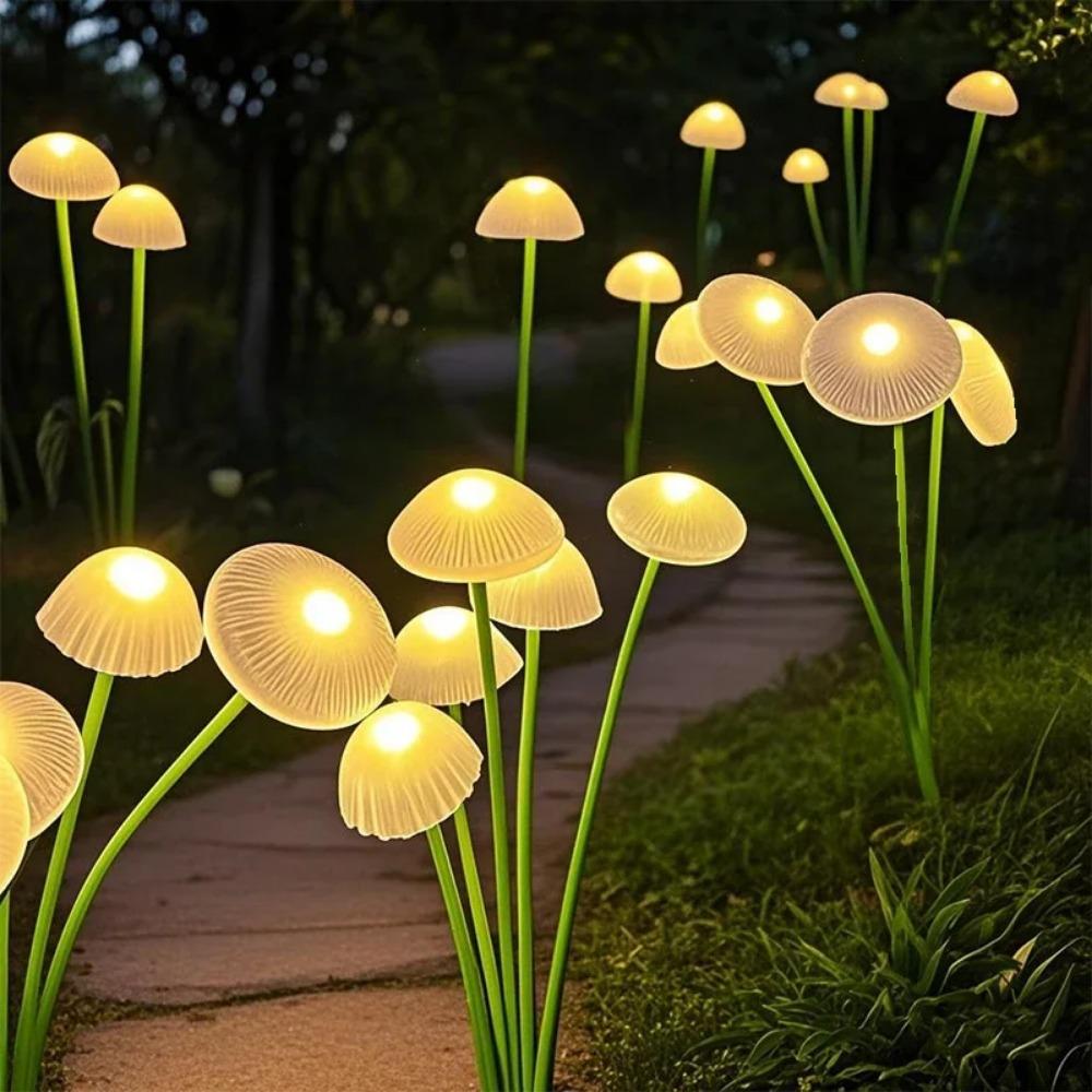 Solar Garden LED Jellyfish Mushroom Lights Waterproof Outdoor Decor Yard Patio Pathway Lawn Lamp