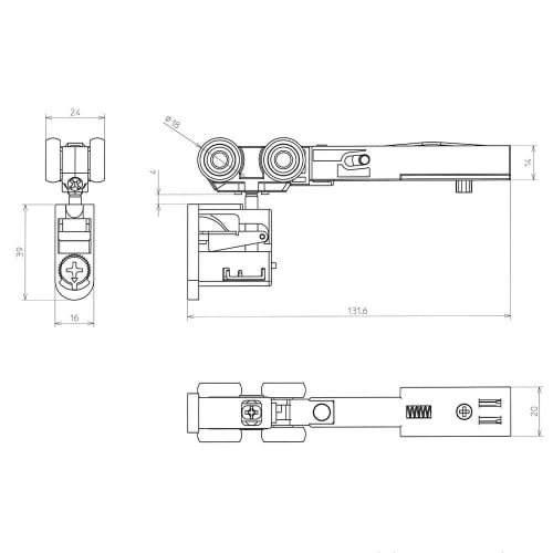 NODA P730 Interior Sliding Door Top Lifting Wheel with Brake, Pulley, FDH-10 Stamp, Atria - Binoie, October 2014 - Current Model [P730]