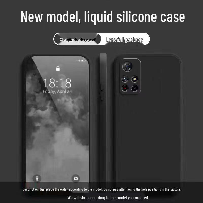 Redmi Note 11S Case: Solid Color Liquid Silicone, Full Coverage, Anti-Drop, Soft Straight Edge