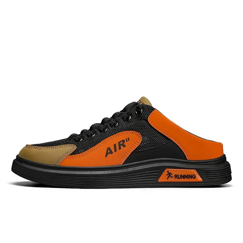 

Мода 2024 года, полутапочки, мужские низкие парусиновые туфли, повседневные дышащие кроссовки в корейском стиле, осенние повседневные нескользящие кроссовки на шнуровке 44 чёрный