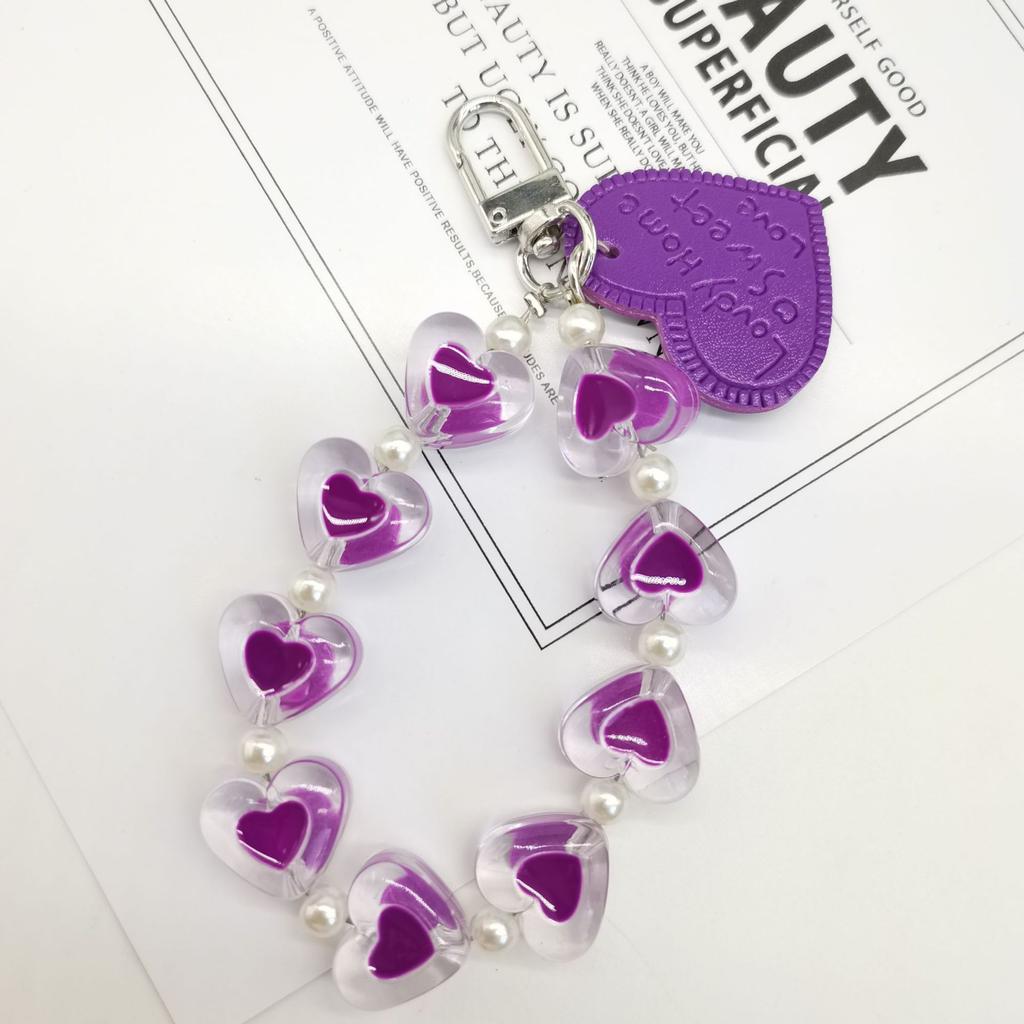 Colorful Beaded Flower Keychain, Kawaii Acrylic Flower Bag Charm with Clip