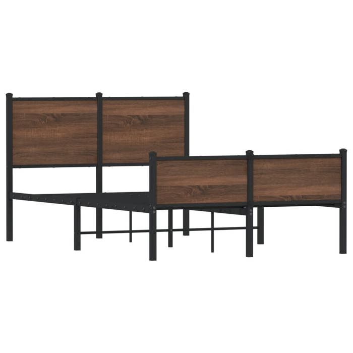 VidaXL Cadre de Lit Métal avec Tête de Lit et Pied de Lit, Lit Double avec Sommier, Lit Adulte, Mueble de Chambre à Coucher, 4007956