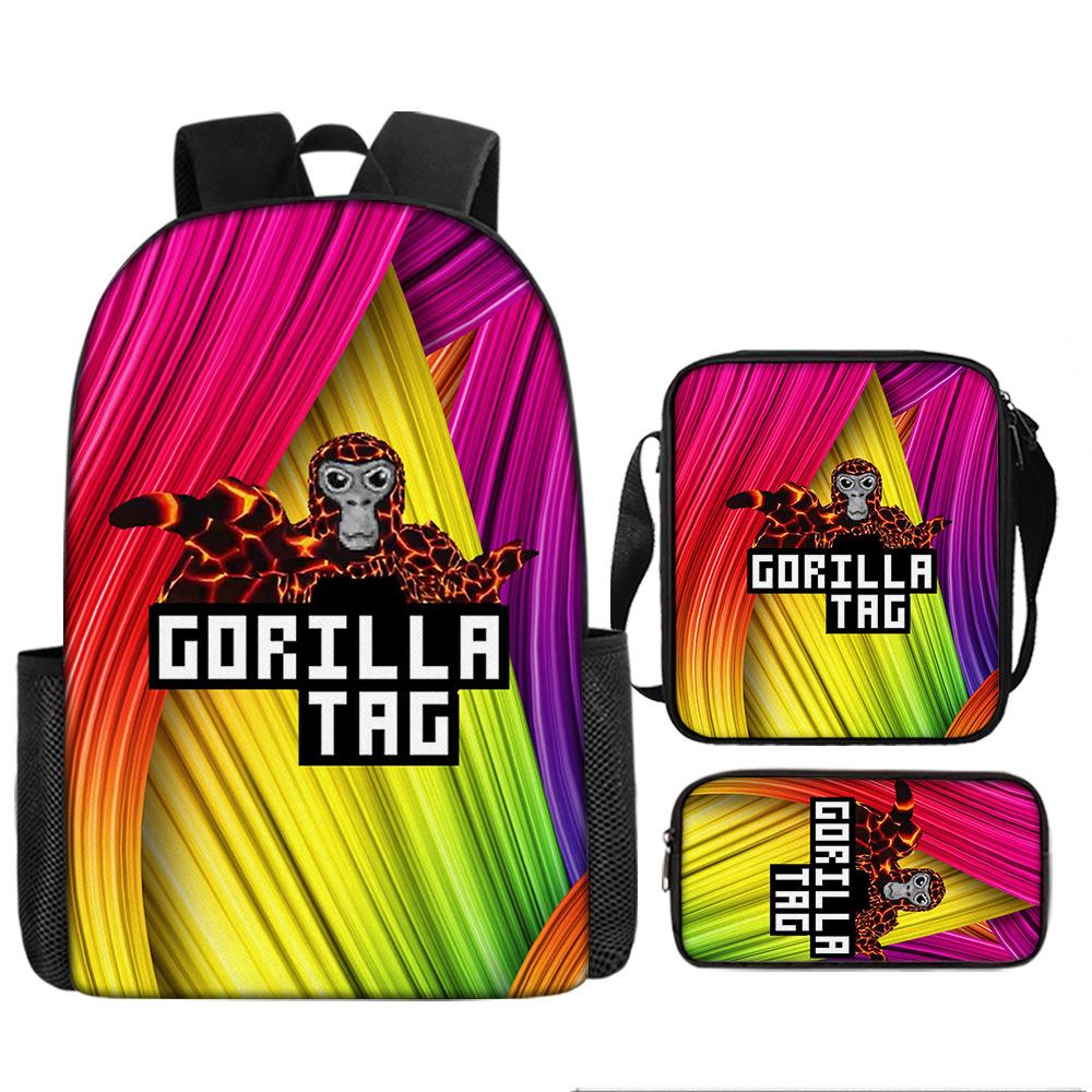 3Pcs Set Backpack, Gorilla Tag  Pencil Bag, Shoulder Bag, Backpack, Large Capacity Travel Bag, The Best Gift for Boys and Girls