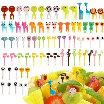 Tenedor de fruta de animales de plástico de grado alimenticio, mini palillo de dientes de dibujos animados para niños, para pastel, fruta, Bento, accesorios para almuerzo, decoración de fiesta, regalo