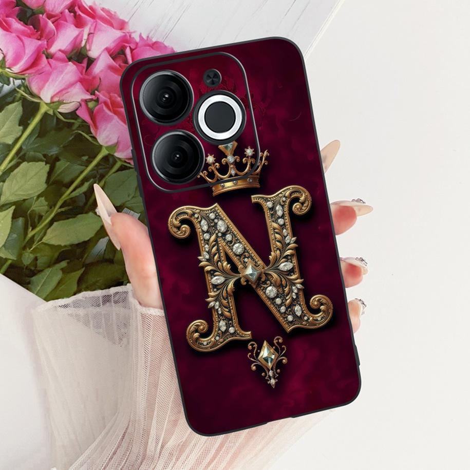 For Itel A80 Case A671L A671LC Back Cover Luxury A Z Initial Letter Crown Soft Silicone Couple Phone Case For ItelA80 A 80 Shell