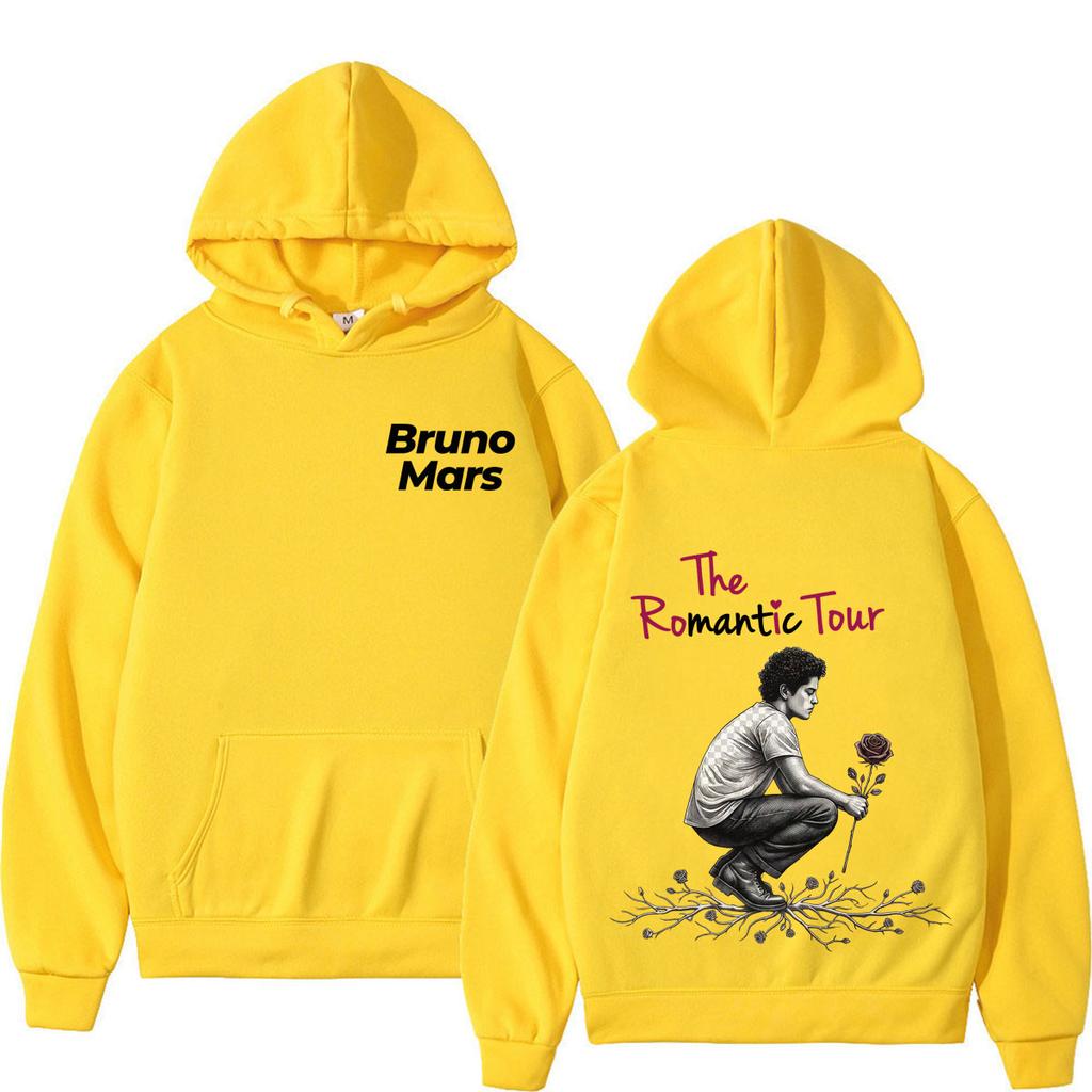 Bruno Mars The Romantic Tour Print Hoodie Man Woman Fashion Sweatshirts Autumn and Winter Loose Pullover